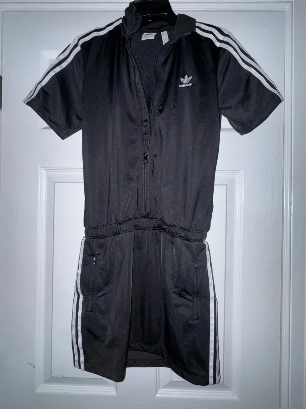 adidas Black Zip-Front Track Jacket with White Trefoil